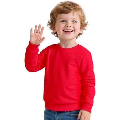 Toddler Boy Long Sleeve Shirt Baby Boys Crewneck Sweatshirt Soft Cotton Pullover Clothes Size 2T-7Y