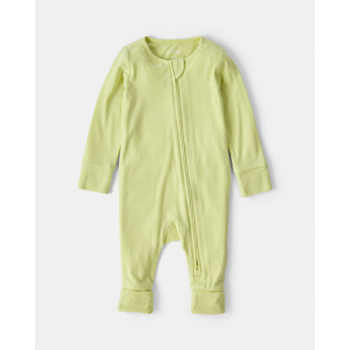 Baby PurelySoft™ 2-Way Zip Sleep & Play Pajamas - Green | Carter's