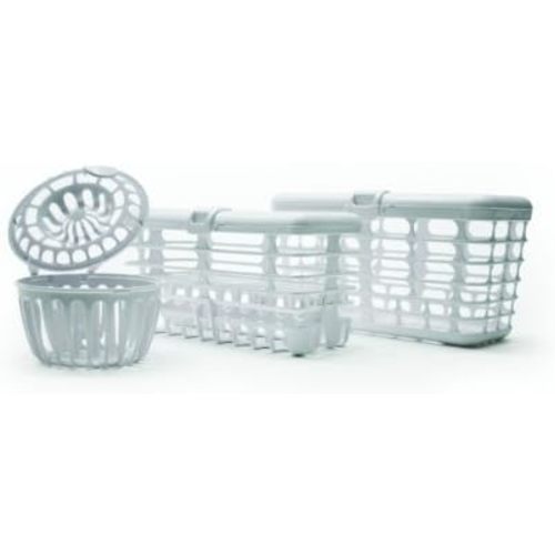 Prince Lionheart Made in USA High Capacity 3-in-1 Dishwasher and Spill Proof Vave Cleaner Basket for Toddlers & Infants Bottle Parts & Accessories | Fits all Dishwashers | 100% Recycled Plastic,White