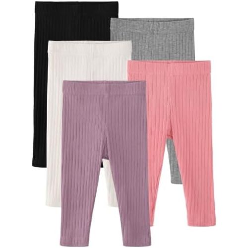 5 Pack Baby Girl Pants Infant Toddler Girl Leggings Ribbed Cotton Pants