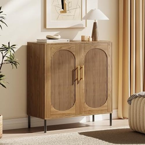 33.62" Tall Modern Fluted Arched Sideboard Buffet Cabinet with Storage