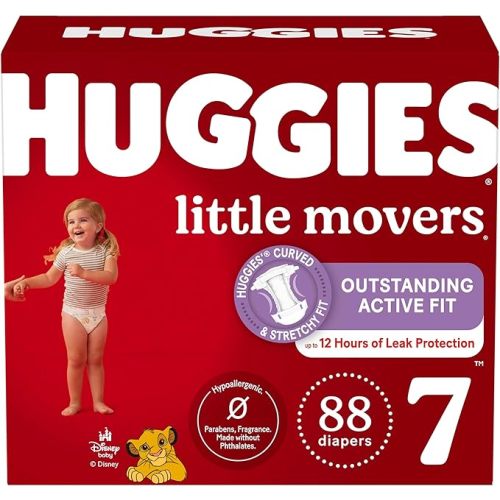Huggies Size 4 Diapers, Little Movers Baby Diapers, Size 4 (22-37 lbs), 150 Count (6 Packs of 25), Packaging May Vary