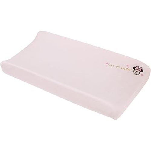 Disney Minnie Mouse My Happy Place Pink Super Soft Appliqued Contoured Changing Pad Cover