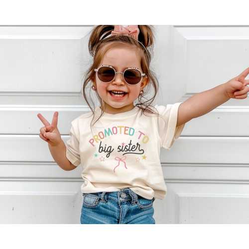 Coquette Big Sister Shirt, Promoted to Big Sister Toddler Tee, Pregnancy Reveal Bow Outfit, Cute Baby Announcement Toddler Girl Shirt Gift