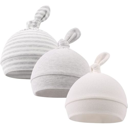 Original Cotton Newborn Hats for Girls Striped Preemie Baby Hats Bear Ears Infant Boys Beanies 0-6 Months