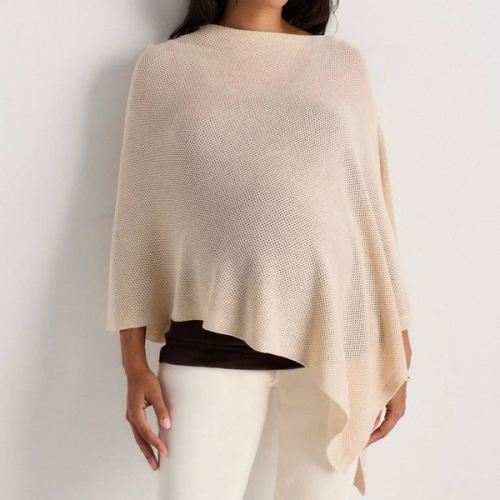 Lightweight Cotton Cashmere Nursing Shawl in Heather Oatmeal