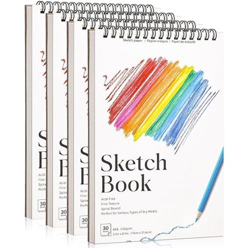 4 Pack Small Sketch Books, 5.5 x 8.5 Inch Mini Sketchbook, 68lb/100gsm Spiral Bound Small Sketch Pad, Acid Free Art Supplies Drawing Painting Sketchbook for Kids, Beginners, Artists & Easter Gift
