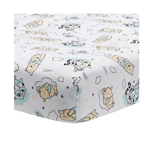 Lambs and Ivy Disney Baby Winnie the Pooh Hugs White Fitted Crib Sheet