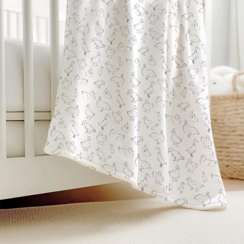 Duck and Ducklings Nursery Blanket, Kids Room Decor, Baby Shower Gift, Minimalist Duck, Girl Duck Nursery