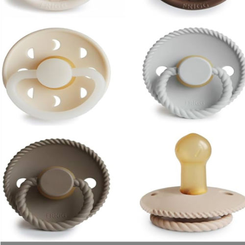 FRIGG Natural Rubber Baby Pacifier 6-Pack Earthy Wonder | Made in Denmark | BPA-Free (6-18 Months)