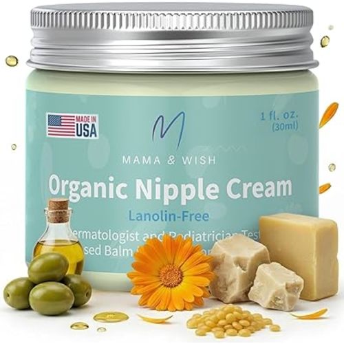 Mama & Wish® Organic Nipple Cream Safe for Breastfeeding - Breastfeeding Nipple Balm | Lanolin-free, Breastfeeding Essentials Safe for Nursing (1oz | 1 Pack Unscented)