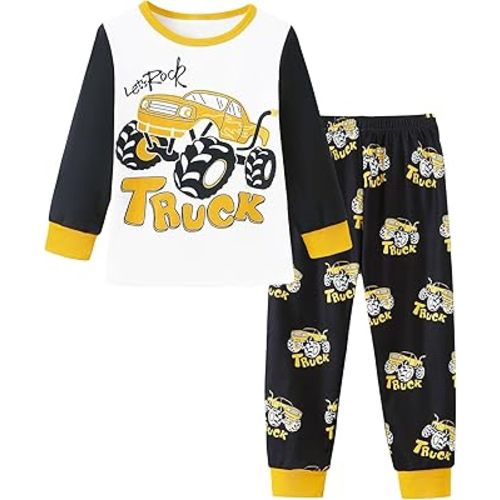 Mikrdoo Toddler Boys Pajamas 2-Piece Kids Pjs Set Soft Stretchy Long Sleeve Top and Pants size 12Months-7Years