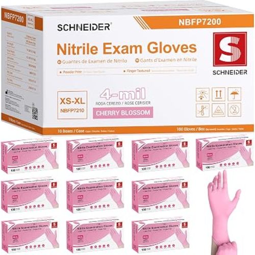 Schneider Medical Nitrile Exam Gloves, 4-mil Medical Gloves Disposable Latex Free, Powder Free, Food Safe Glove