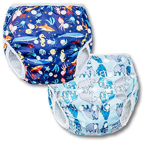Joyo roy Reusable Swim Diapers 2pcs One Size Adjustable Baby Swim Diaper Size 2 Easy-Wash Infant & Toddler Swimming Diaper Pool & Beach Baby Essentials Size 1 Water Diapers for Swimming Lessons