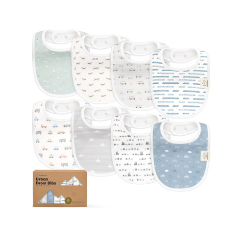 8-Pack Organic Baby Bibs for Boys, Girls - Soft Cotton Drooling and Teething Bibs for Baby Girl & Boy, Extra Absorbent, Easy to Clean & Put On for Toddler, Newborn, Infant 0-24 Months (Vessels)
