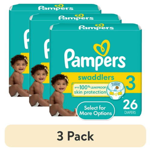 (3 pack) Pampers Swaddlers Baby Diapers Size 3, 26 Count (Select for More Options)