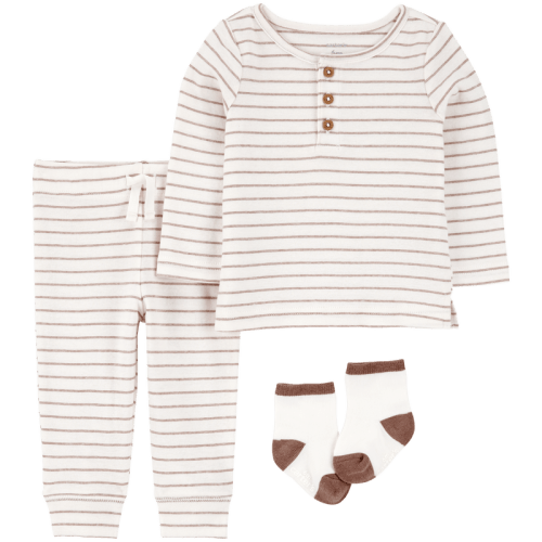 Brown Baby 3-Piece Striped Tee & Pant Set | Carter’s Oshkosh Canada