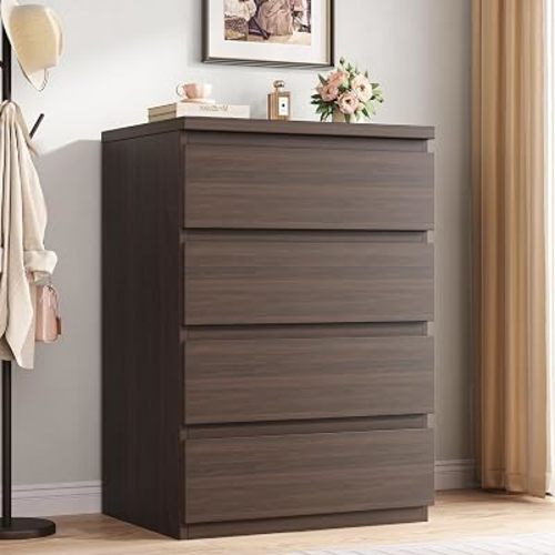 Jocoevol 4 Drawer Dresser for Bedroom, Brown Dresser Chest of Drawers - Large Wood Dressers TV Stand with Deep Drawers Dressers for Living Room, Hallway, Entryway - Brown