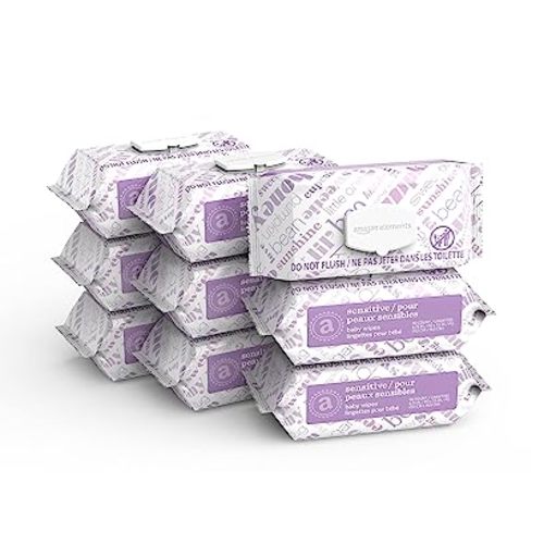 Amazon Elements Baby Wipes, Sensitive, Fragrance Free, White, 810 Count (9 Packs of 90) (Previously 720) - 90 Count (Pack of 9)