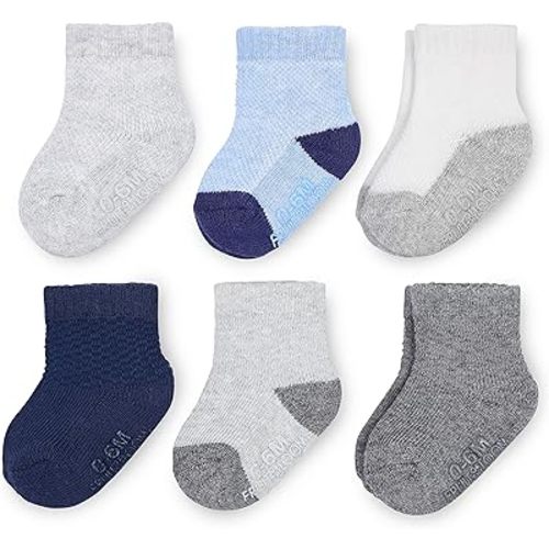 Fruit of the Loom All Weather Baby & Toddler Socks - Cotton Crew Socks with Grips for Boys, Girls and Unisex