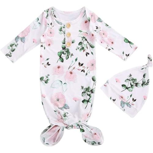 Infant Newborn Baby Girls Floral Sleep Gown Headband Sleepwear Romper Sleeping Bags Outfits