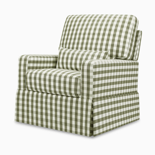Namesake Crawford Pillowback Comfort Swivel Glider - Moss Green Gingham