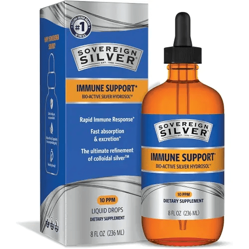 Sovereign Silver Immune Support - Colloidal Silver, Bio-Active Silver Hydrosol, 10 ppm, Liquid Dropper, 8 Fl Oz, (236 mL)