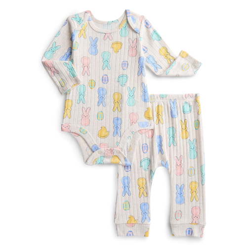 Peeps Unisex Baby Easter Long Sleeve Bodysuit with Matching Joggers, 2-Piece Set, Sizes Newborn-12M