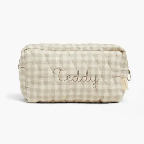 Toiletry Pouch - Beige Gingham