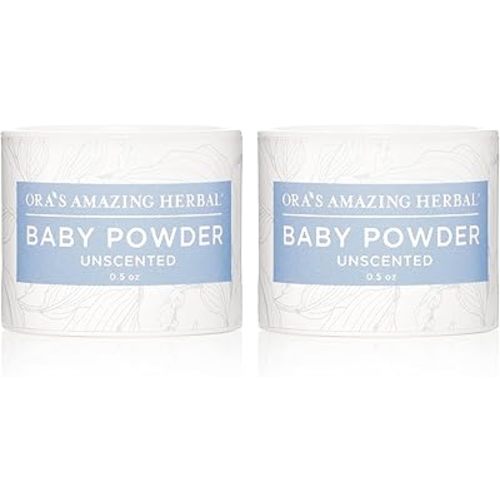 Baby Powder Talc-Free, Cornstarch Free Baby Powder, Unscented Fragrance Free Powder, Arrowroot Clay and Organic Plantain Leaf Powder, Ora’s Amazing Herbal, 0.5 oz Travel 2 Pack