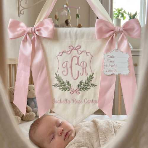 Custom Baby Banner, Welcome Banner, Hospital Door Sign, Baby Shower with bow, Baby Banner For Hospital Door Sign & Nursery,Baby Shower Gift