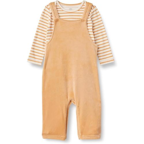 Amazon Essentials x Sofia Grainge Unisex Babies' Velour Overall and Long Sleeve Bodysuit Set
