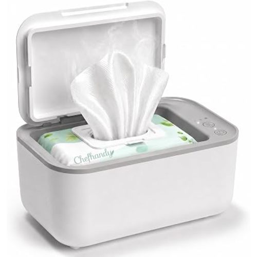 Chefhandy Baby Wipe Warmer, 3-Level Temperature Control, Silent & Even Heating, Large Capacity Wipes Dispenser for Babies & Adults, White