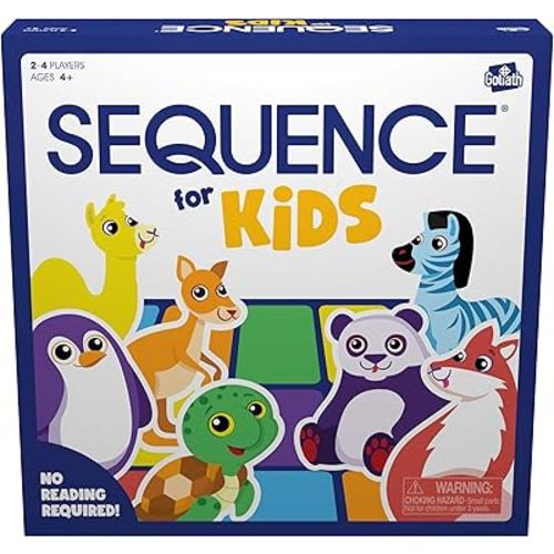 Jax SEQUENCE for Kids -- The 'No Reading Required' Strategy Game by Jax and Goliath, Multi Color, 11 inches (2-4 players) (Packaging May Vary)