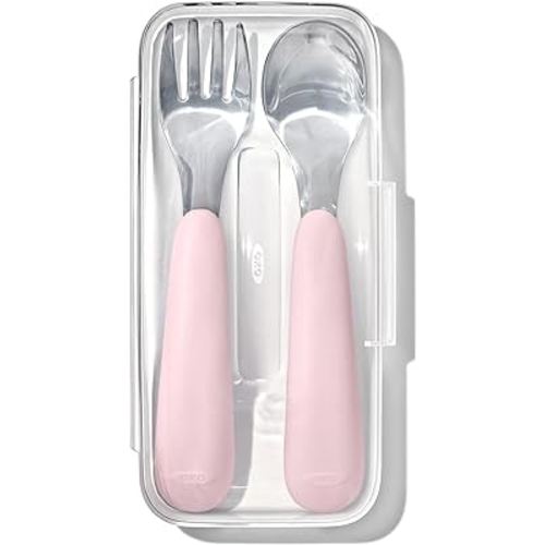 OXO Tot On-The-Go Fork and Spoon Set - Blossom