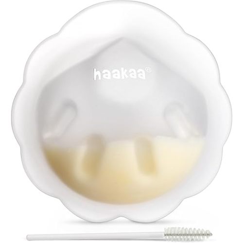 haakaa Petal Soft Silicone Milk Collector丨Discreet Leak-Protection Breast Milk Saver, Reusable Breast Shells Milk Collection Cup for Breastfeeding with Cleaning Brush- 1PC