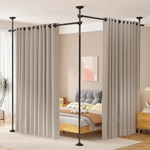 Room Divider for Separation 28-114in(W) Privacy Wall Divider, Black