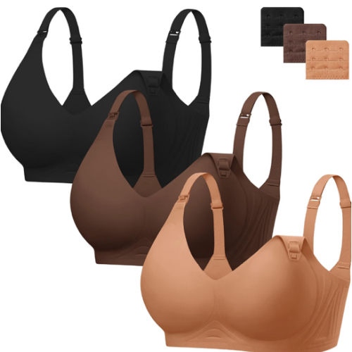 Angelhood 3 Pack Nursing Bras for Breastfeeding Seamless Pregnancy Maternity Bra Wireless Sleep Bralette with Extenders