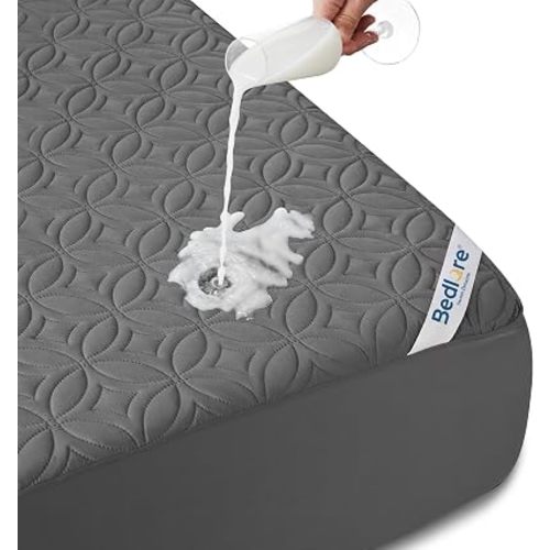 BEDLORE Waterproof Mattress Protector, Queen Size Mattress Pad Noiseless with Deep Pocket 6"-18" Depth, Soft Breathable Dirt-Proof Bed Mattress Cover Washable for Home, Bedroom, Hotel (Gray)