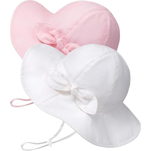 Baby Sun Hat Toddler Girl Beach Hat Adjustable Outdoor Summer Hat UPF 50+ Sun Protection Wide Brim Infant Kids
