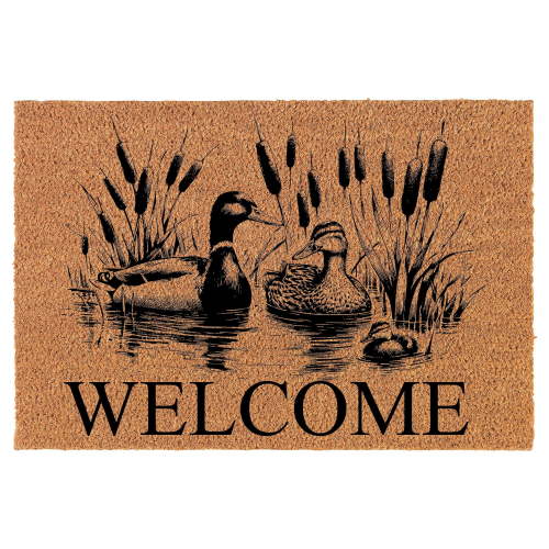 Welcome Doormat Coco Coir Door Mat Gift Welcome Duck Family (30" x 18")