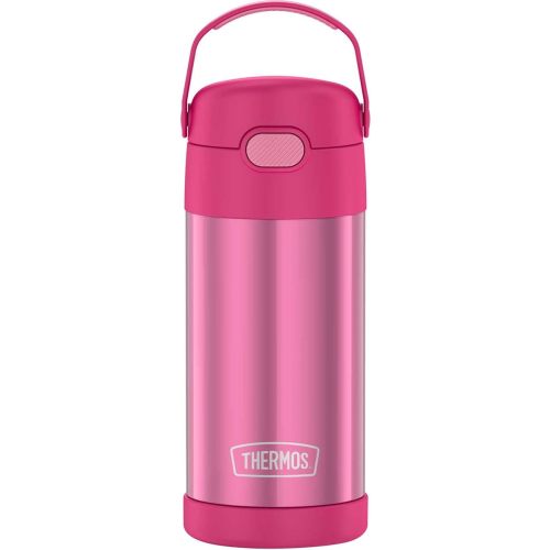 THERMOS FUNTAINER Water Bottle with Straw - 12 Ounce - Kids Stainless Steel Vacuum Insulated Water Bottle with Lid, Pink