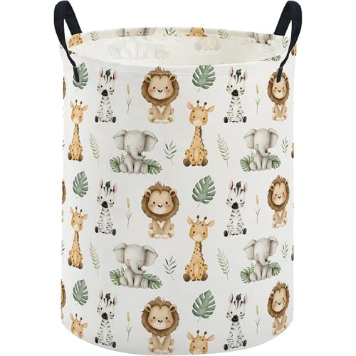 ESSME Kids Laundry Basket,Aniaml Hamper Collapsible Canvas Waterproof Storage Bin for Boys, Cute Hamper,Gift Baskets(Cute animal)