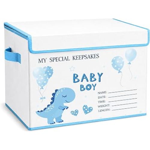 Baby Memory Keepsake Box 15.75x11.81x11.81 Inch, New Parent Newborn Gift, Ideal for Baby Shower Baptism Birthday, Storage Box for Mementos & Treasured Keepsakes (Dinosaur)