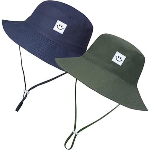 MaxNova Baby Sun Hat Smile Face UPF 50+ Toddler Bucket Hat for Boys Girls 0-7 Years