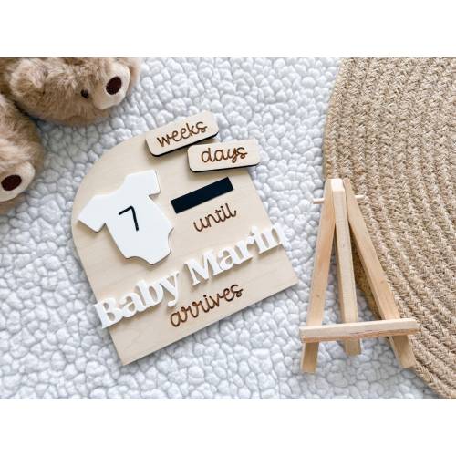 Baby Countdown Sign, Weeks until Baby Arrives, Days until Baby Coming Soon, Custom Baby Arriving Soon Sign, Due Date Tracker, Pregnancy Gift