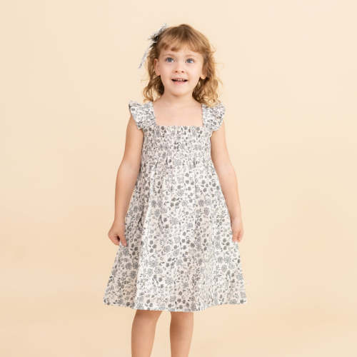 Organic Smocked Sundress - Blue Petunia