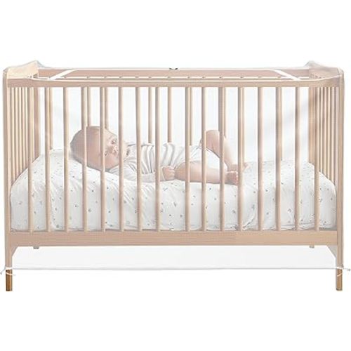 Navaris Mosquito Net for Crib - Safe Crib Netting Mesh - Baby Crib Cover w Easy Access Double Zip - Perfect for Travel & Home Use - Bug Protection for Nursery Playpen Bassinet