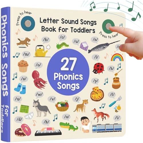LEARNING BUGS Phonics Songs Book, 26 Letter Sound Songs, Preschool & Kindergarten Learn to Read for 3 Year olds, Perfect Toy and Gift for Toddlers Ages 2+
