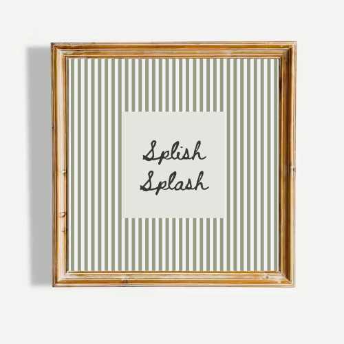 Splish Splash Bathroom Wall Art Green Striped Bathroom Decor Cute Bath Quote Poster Modern Kids Bathroom Poster Aesthetic UNFRAMED Print